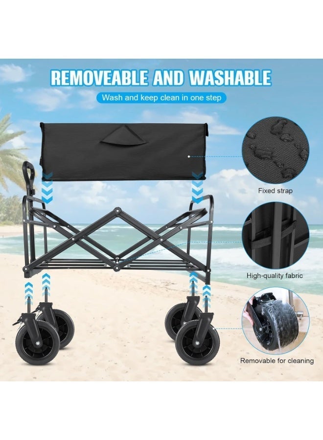 ZAICA Heavy-Duty Large Folding Wagon Cart with 360° All-Terrain Big Wheels, 300 kg Capacity, Adjustable Handle, Aluminum Alloy Frame – Portable Utility Trolley for Beach, Camping, Shopping, and Outdoor Use - Image 5